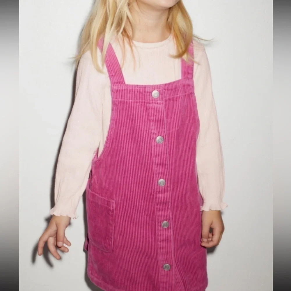 Zara Snaps Corduroy Pinafore Dress - Picture 2 of 8